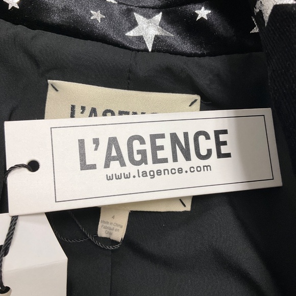 L'AGENCE BLACK / SILVER KENZIE VELVET AND METALLIC STAR BLAZER - Picture 5 of 5